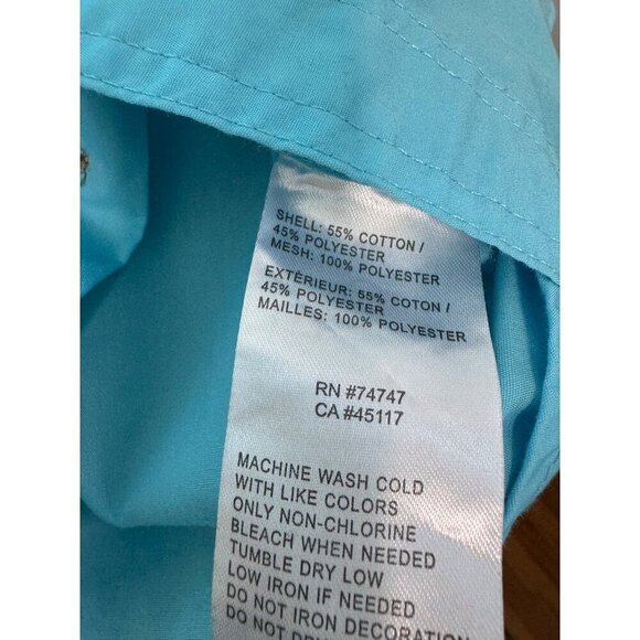 World Wide Sportsman Teal Short Sleeve Fishing Shirt 2XL Button-Down Pockets - Picture 11 of 13